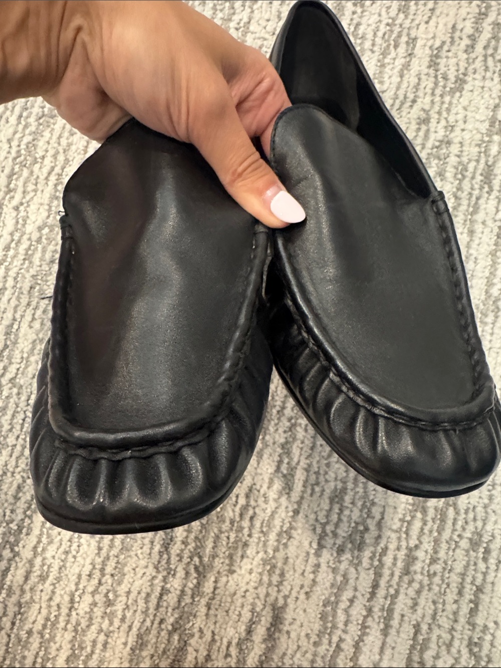 Black Leather Slip-On Moccasin Loafers - Picture 8 of 8